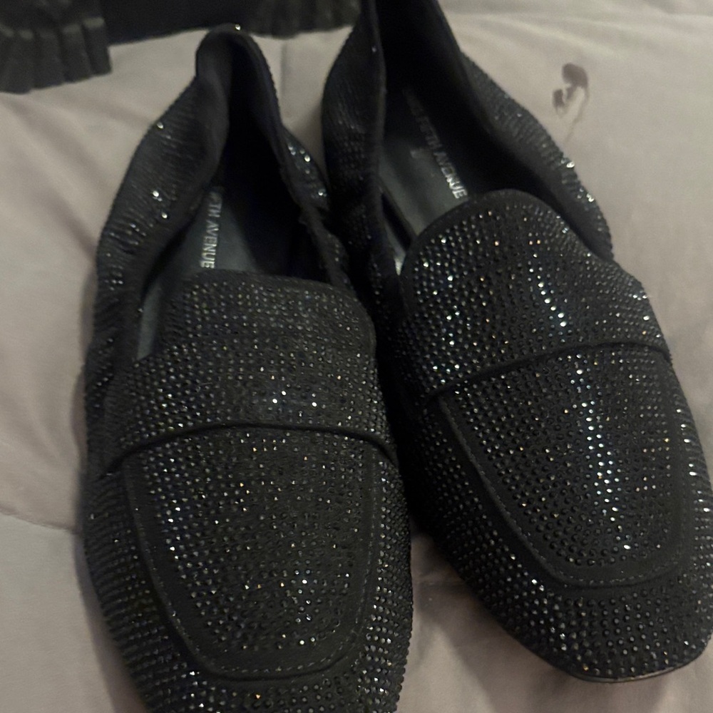 Saks Fifth Avenue Black Crystal-Embellished Loafers